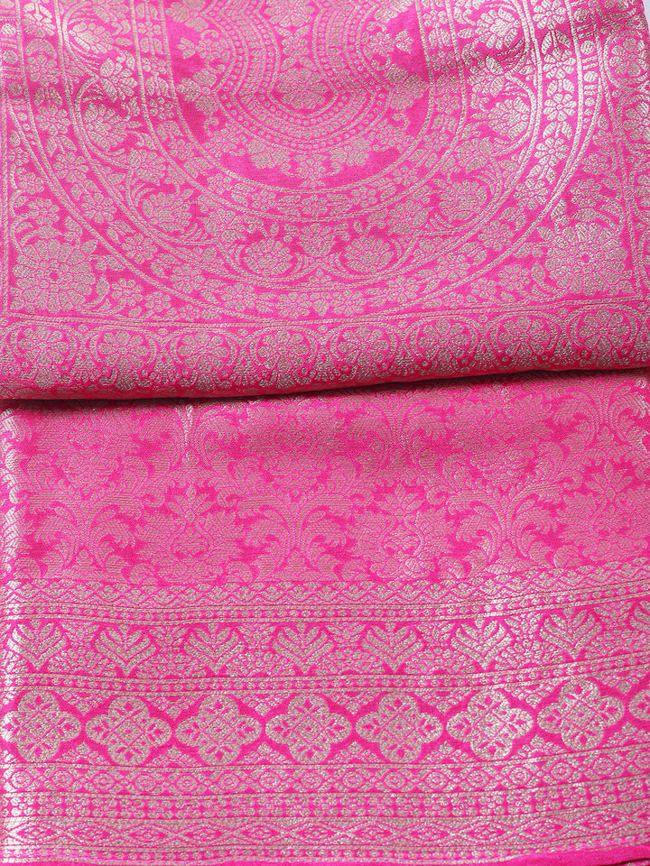 Woven Design Chanderi Unstitched Suit With Pant &amp; Dupatta