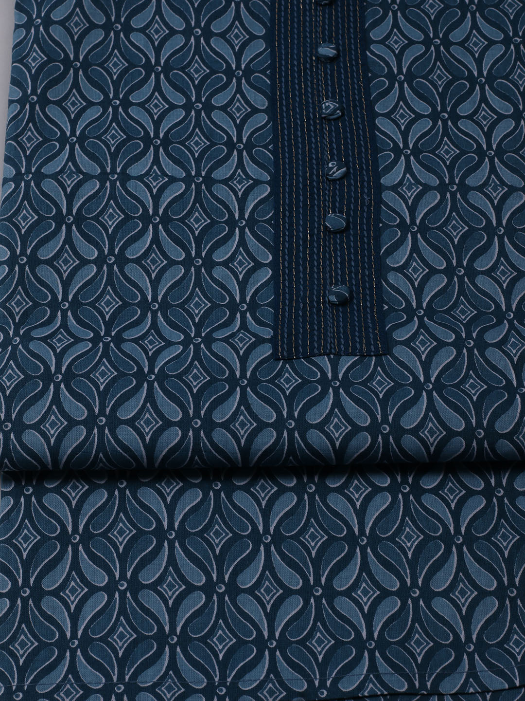Printed Cotton Blend Unstitched Suit With Dupatta