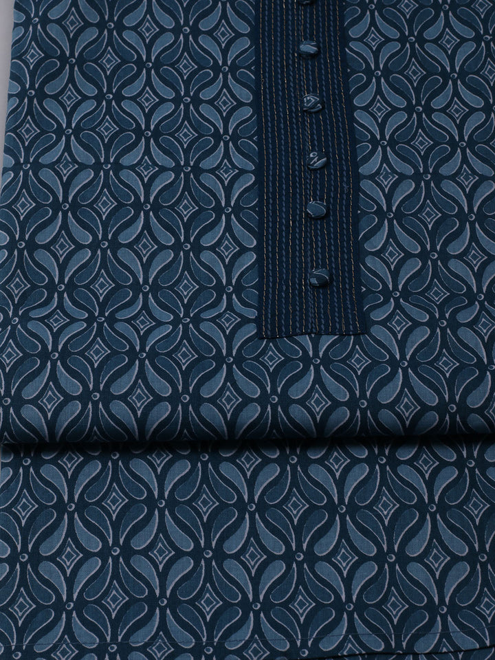 Printed Cotton Blend Unstitched Suit With Dupatta