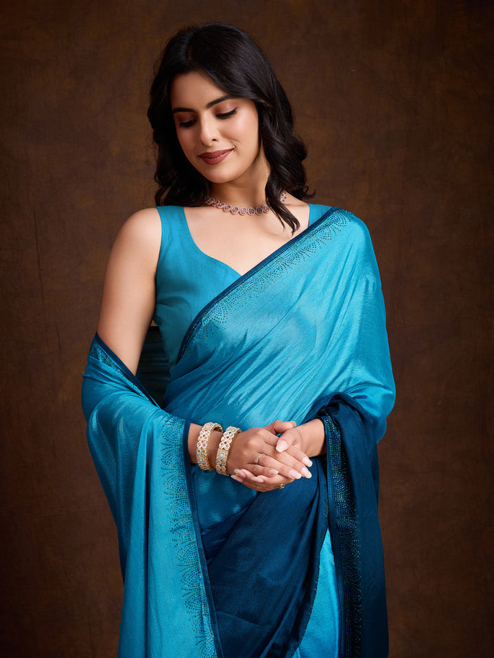Embroidered Chinon Saree