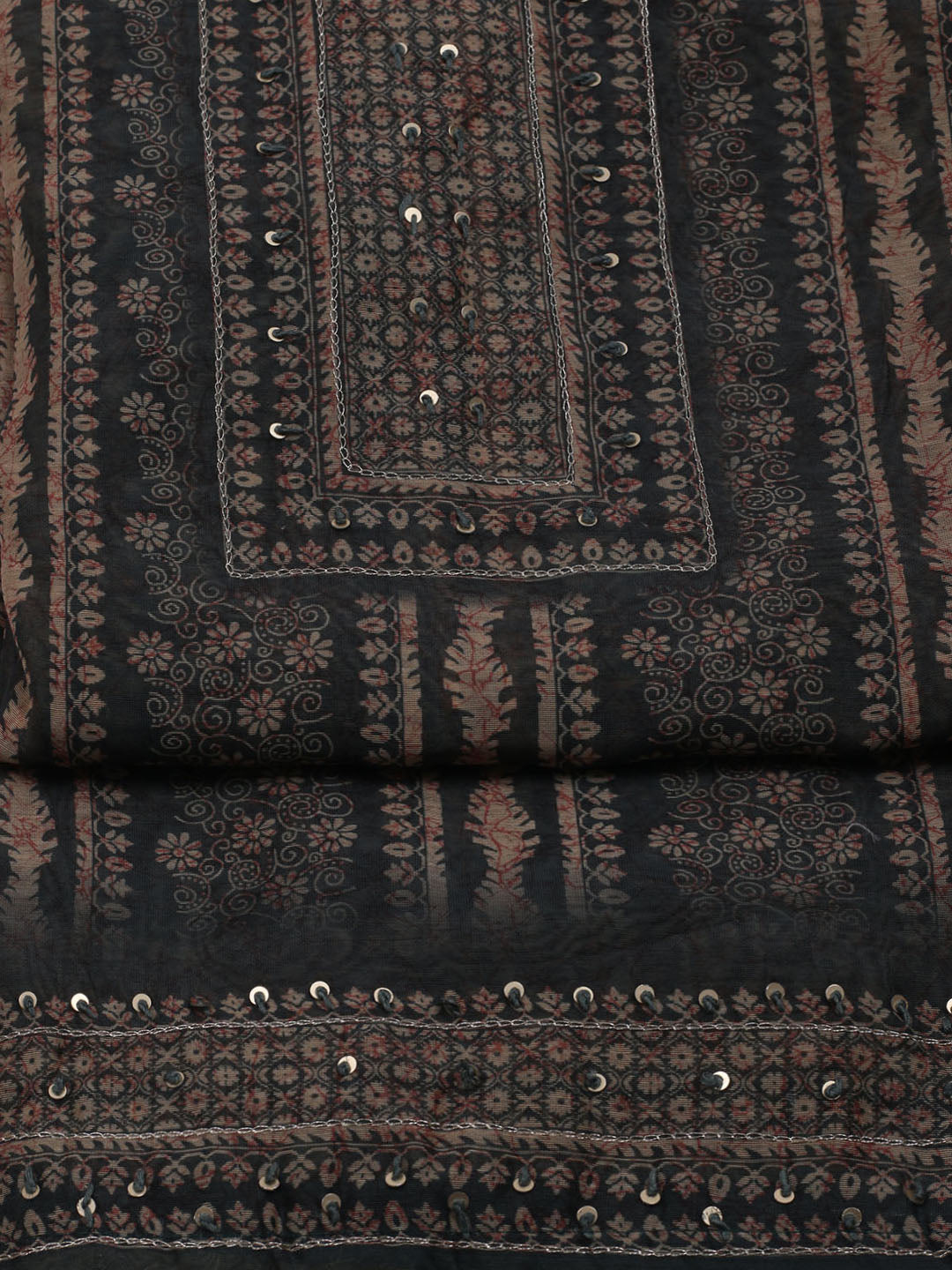 Printed Chanderi Unstitched Suit With Dupatta