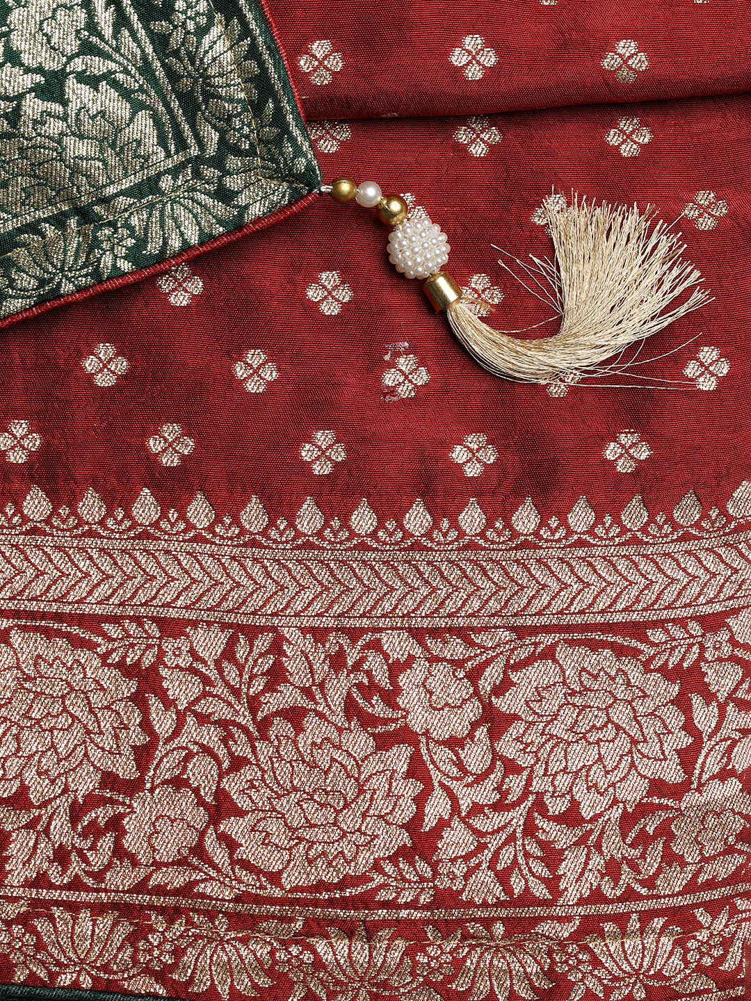 Zari Embroidered Chanderi Unstitched Suit With Dupatta
