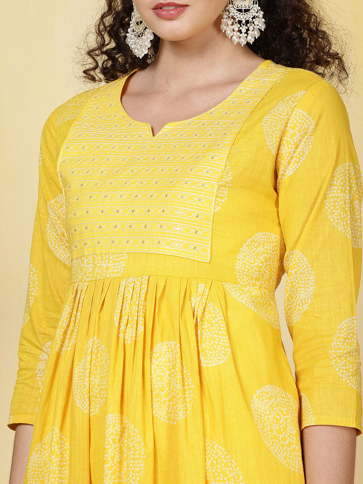 Printed Cotton Blend Kurta With Pants &amp; Dupatta