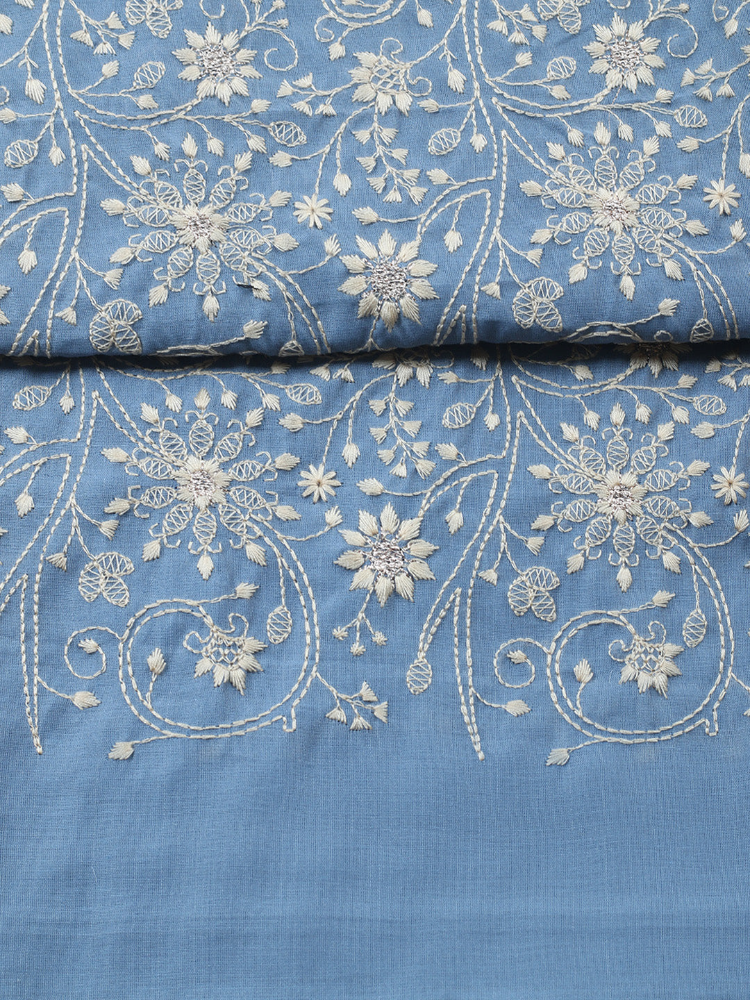 Embroidered Chanderi Unstitched Suit With Pant &amp; Dupatta