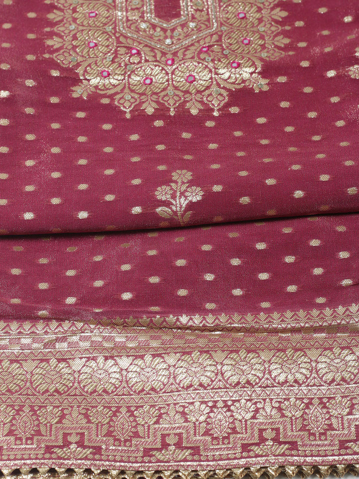 Woven Design Organza Unstitched Suit With Dupatta