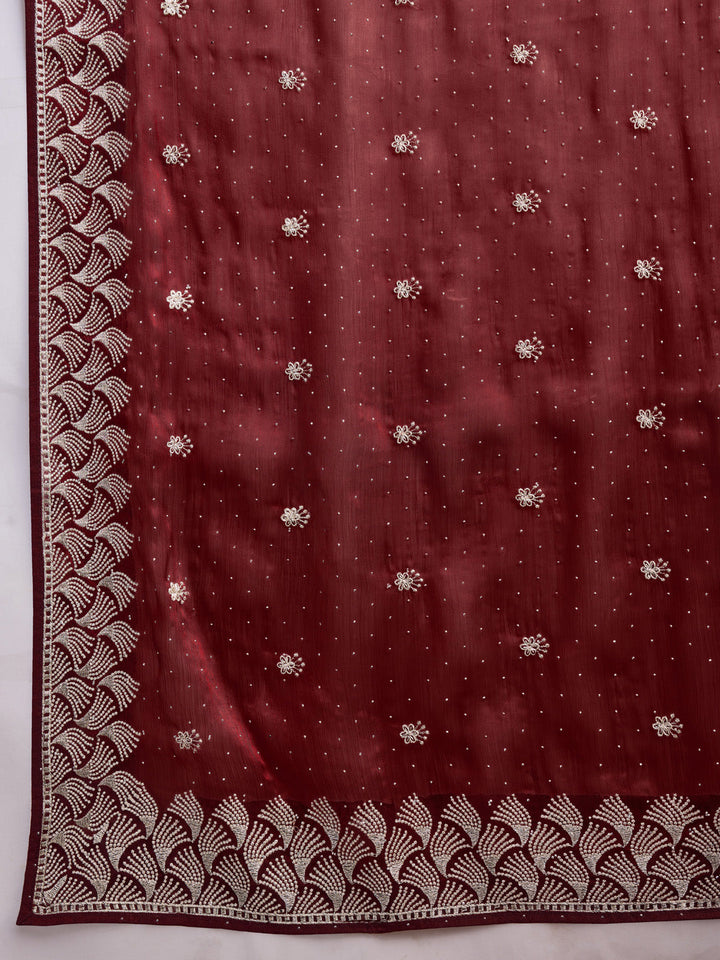 Embroidered Linen Blend Saree
