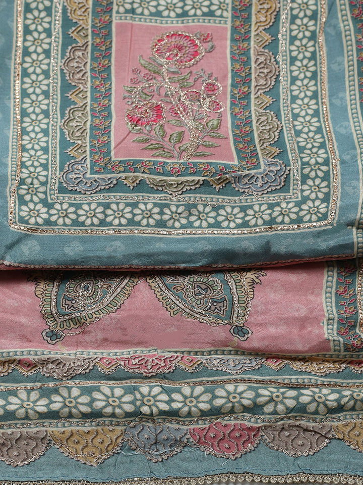 Embroidered Muslin Unstitched Suit With Pant &amp; Dupatta