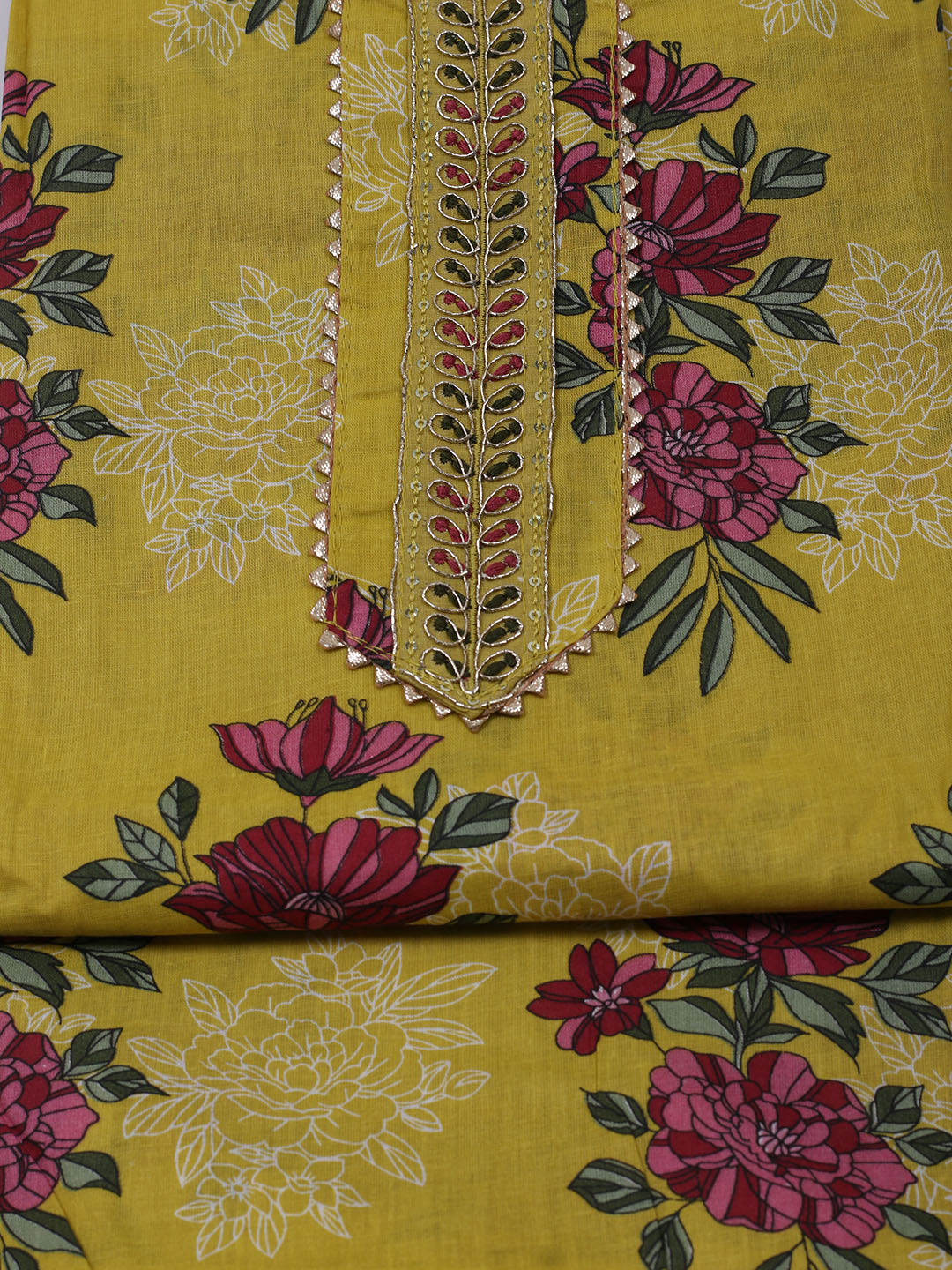 Printed Cotton Blend Unstitched Suit With Dupatta