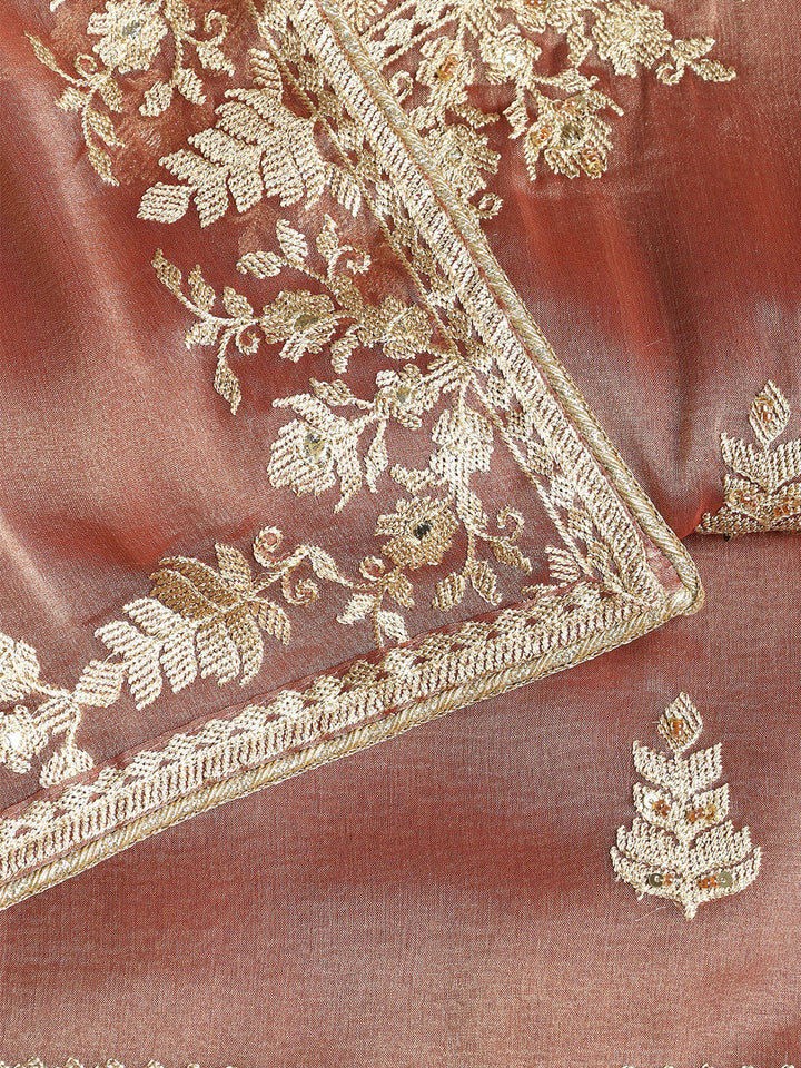 Embroidered Organza Unstitched Suit With Dupatta