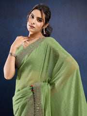 Stone Embroidery Chinon Saree