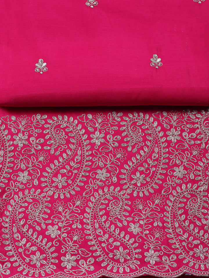 Woven Design Chanderi Unstitched Suit With Pant &amp; Dupatta