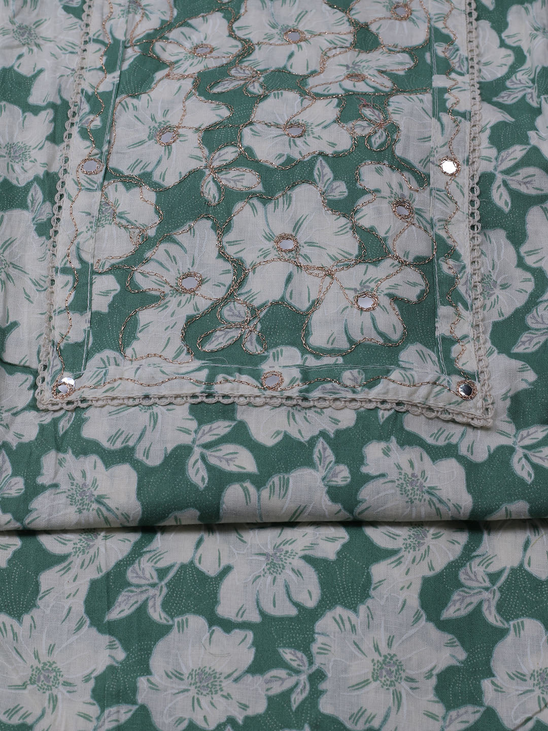 Printed Cotton Blend Unstitched Suit With Dupatta