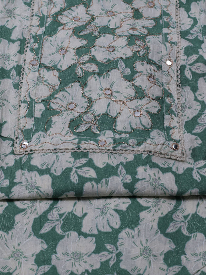 Printed Cotton Blend Unstitched Suit With Dupatta