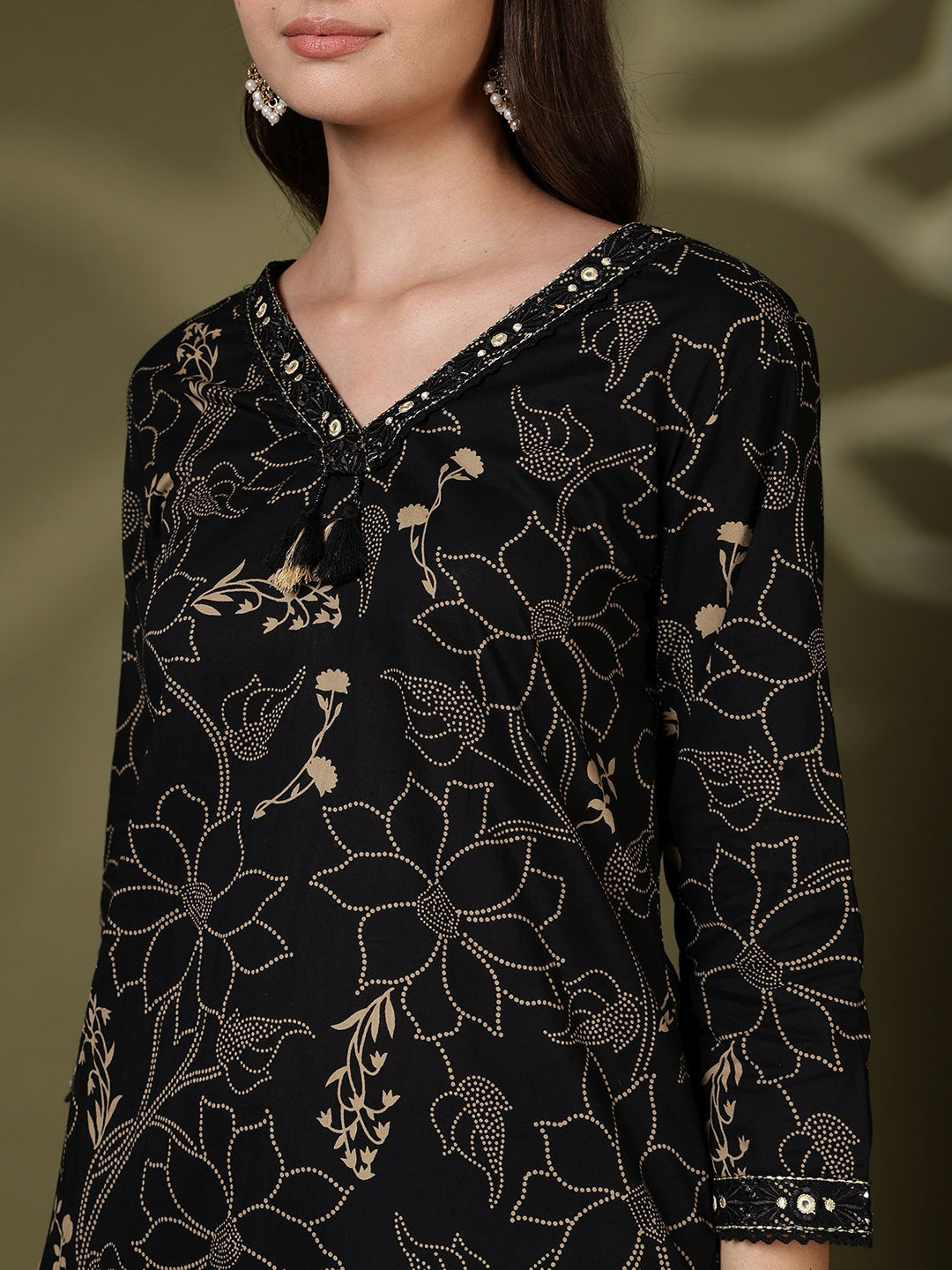 Printed Cotton Blend Kurta With Pant &amp; Dupatta