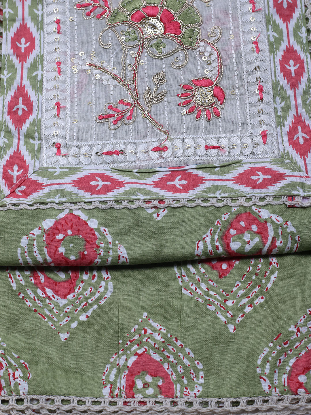 Embroidered Cotton Blend Unstitched Suit With Dupatta