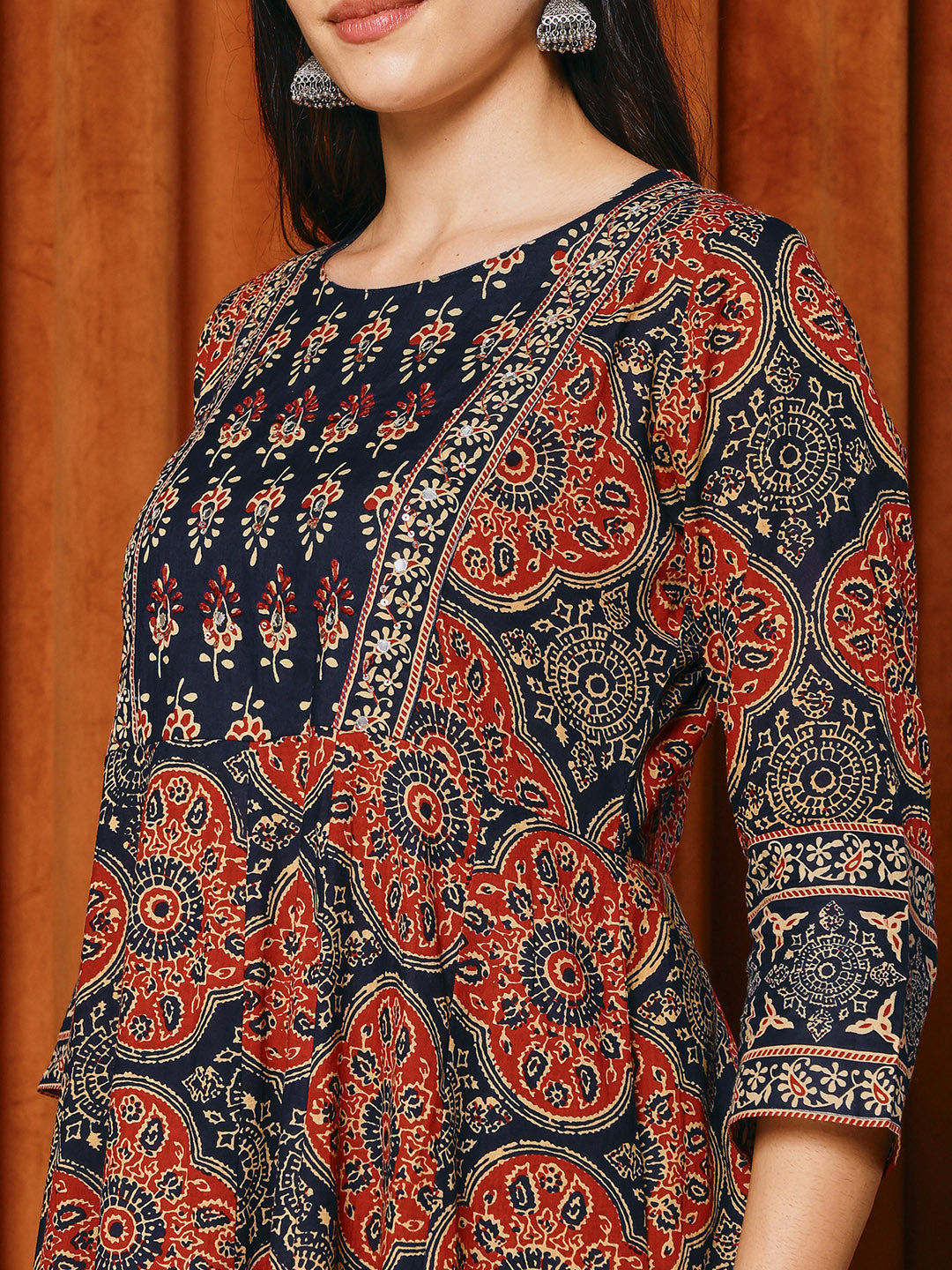 Printed Cotton Blend Kurta With Pants & Dupatta
