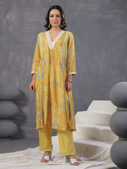 Neck Embroidery Muslin Kurta With Pants & Dupatta