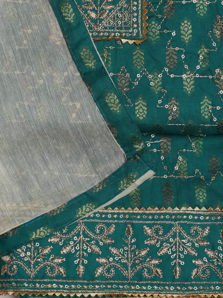 Neck Embroidered Cotton Blend Unstitched Suit With Dupatta