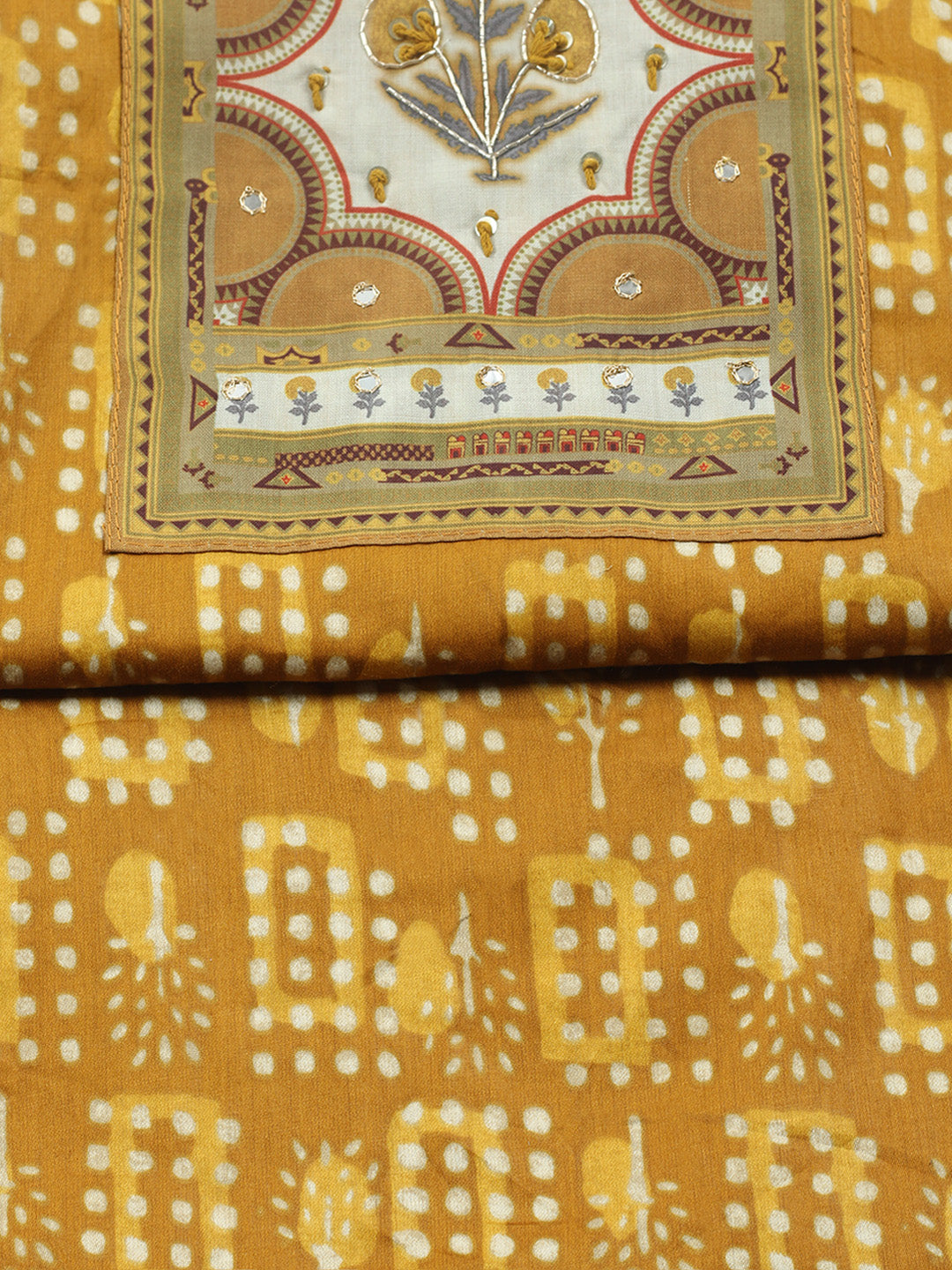 Embroidered Cotton Blend Unstitched Suit With Pant &amp; Dupatta