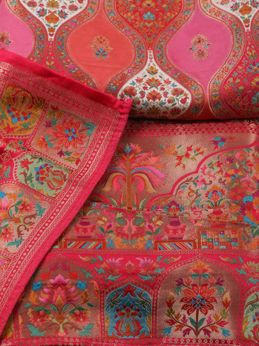 Woven Design Satin Unstitched Suit With Pant &amp; Dupatta