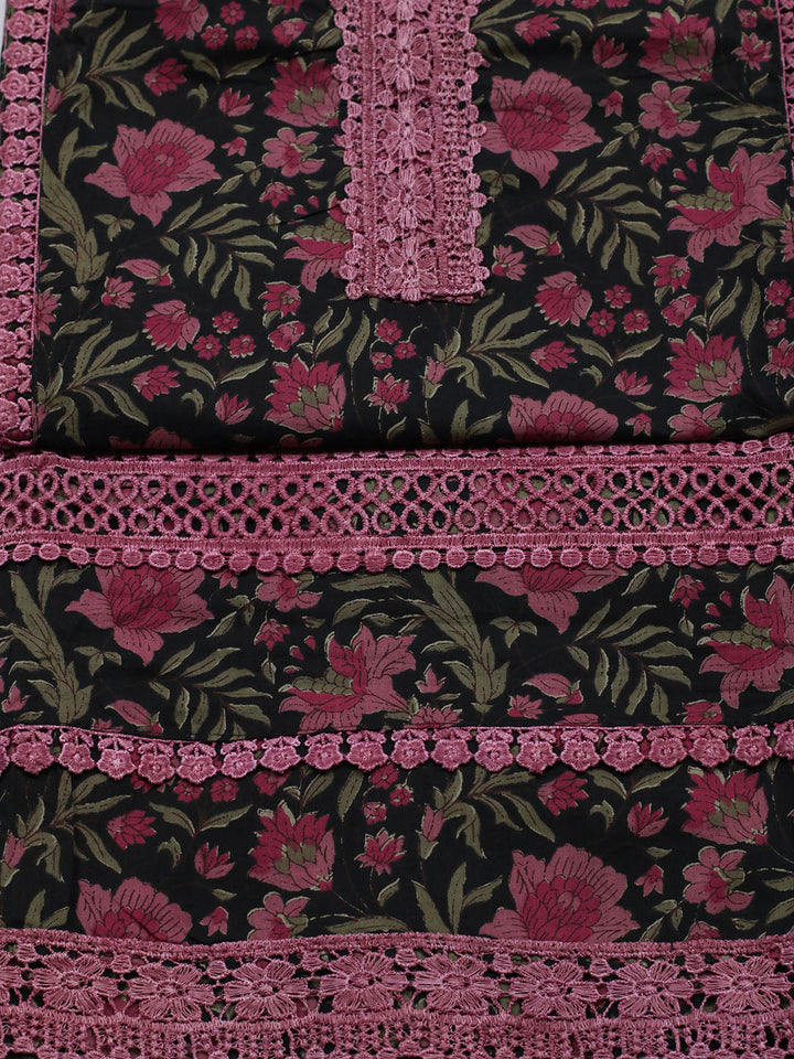 Embroidered Cotton Blend Unstitched Suit With Pant &amp; Dupatta