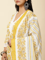 Printed Cotton Suit Set With Dupatta