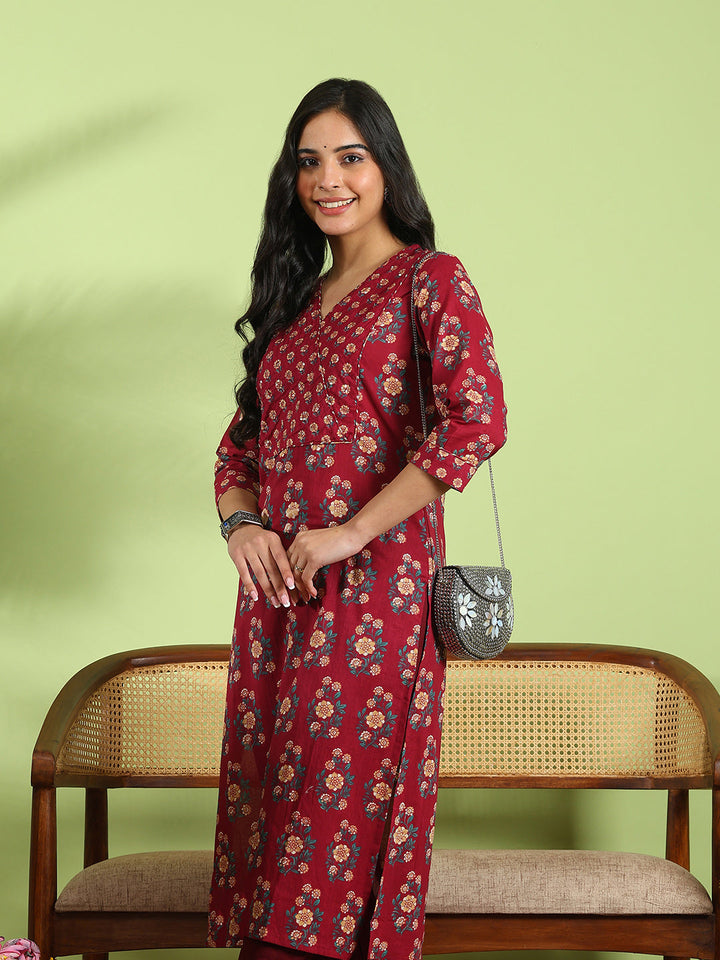 Floral Printed Cotton Blend Kurta