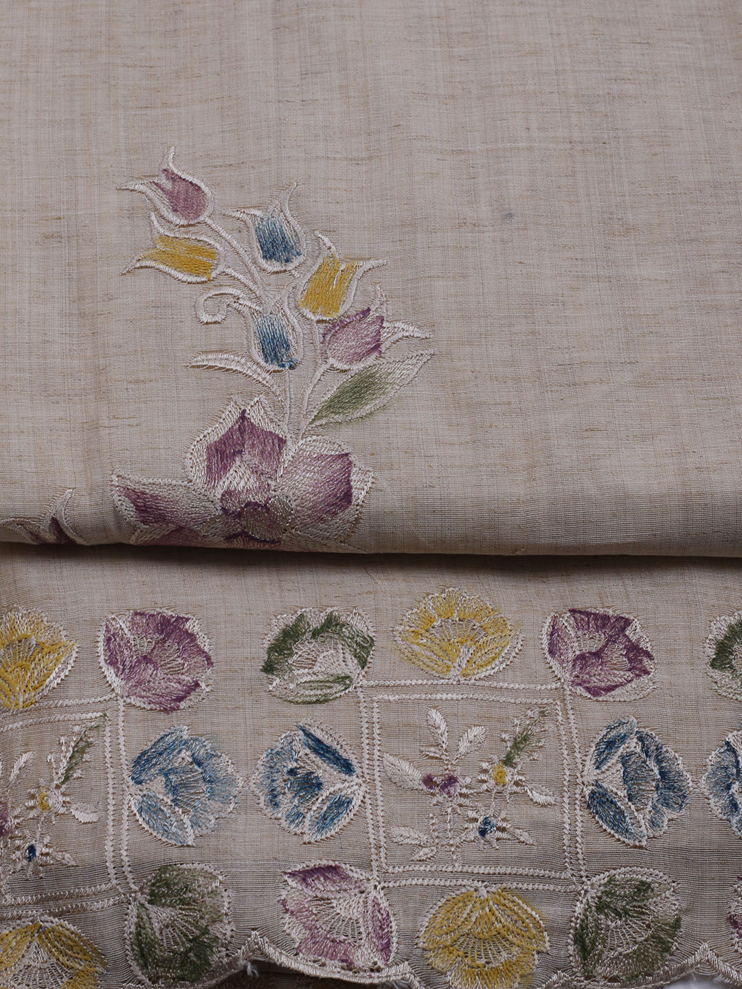 Embroidered Chanderi Unstitched Suit With Dupatta