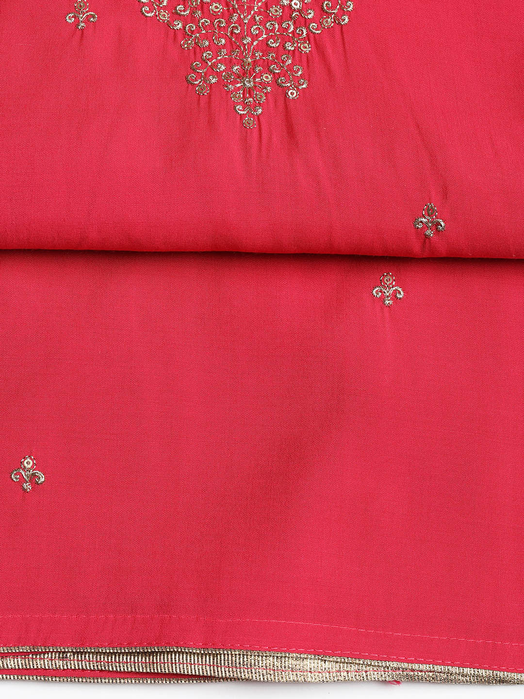 Neck Embroidered Chanderi Unstitched Suit With Dupatta