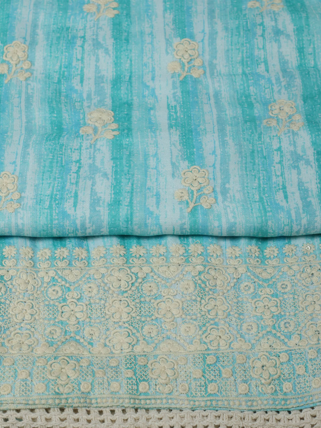 Embroidered Cotton Unstitched Suit With Pant &amp; Dupatta