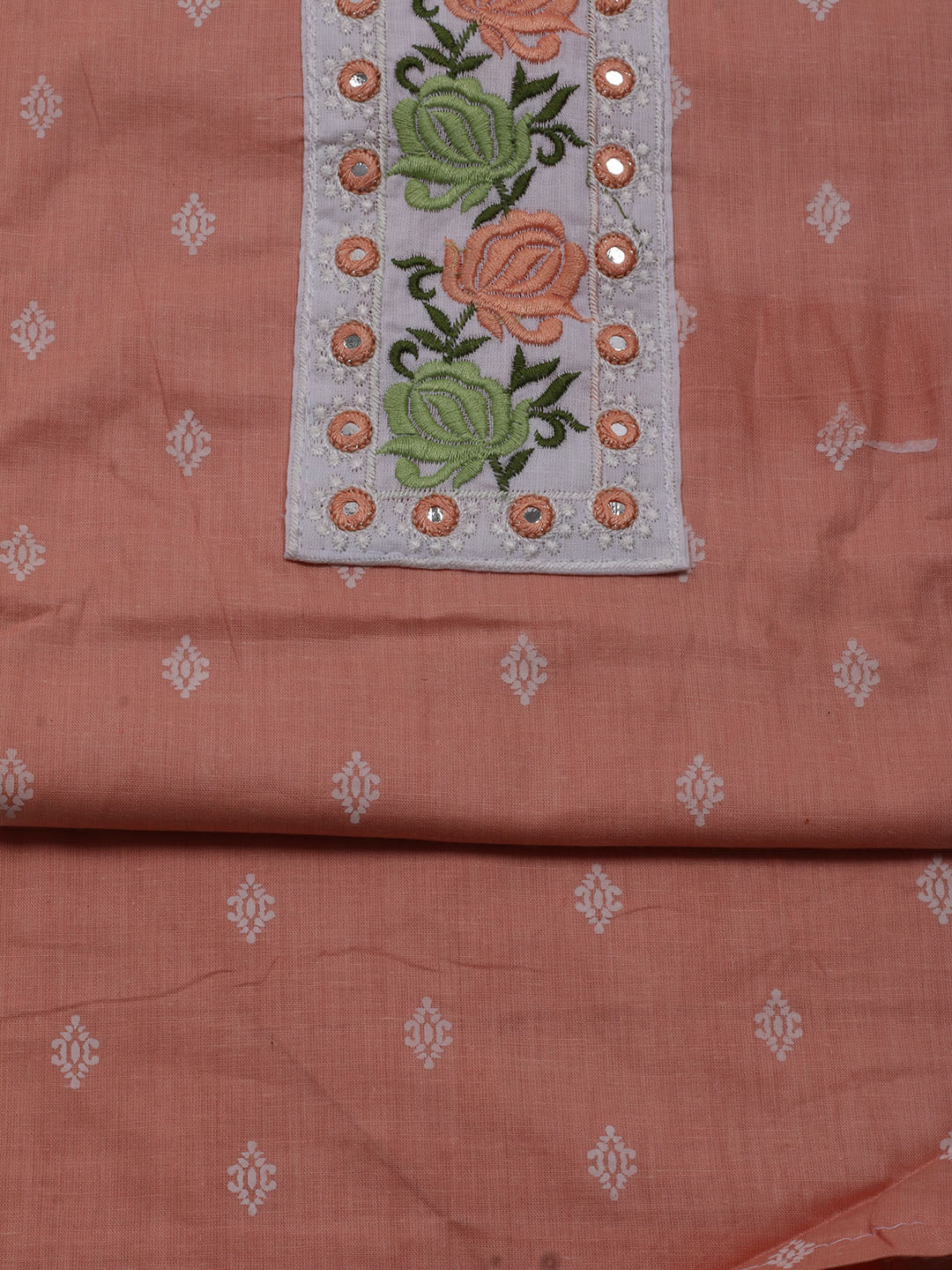 Printed Cotton Blend Unstitched Suit With Dupatta