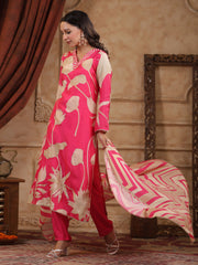 Printed Muslin Kurta With Pants & Dupatta