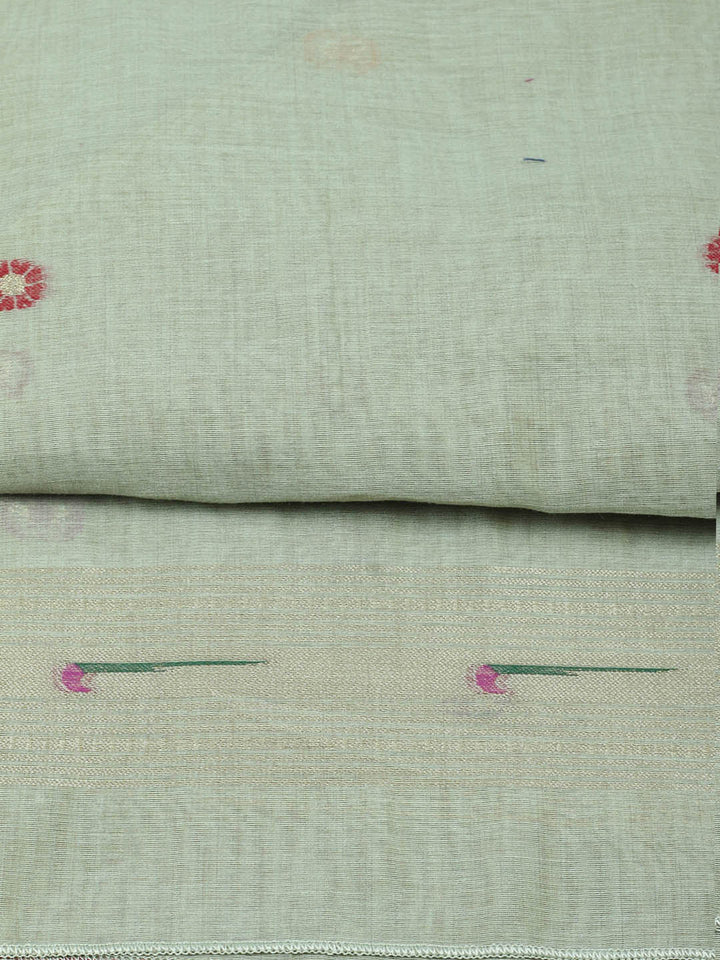 Embroidered Chanderi Unstitched Suit With Pant &amp; Dupatta