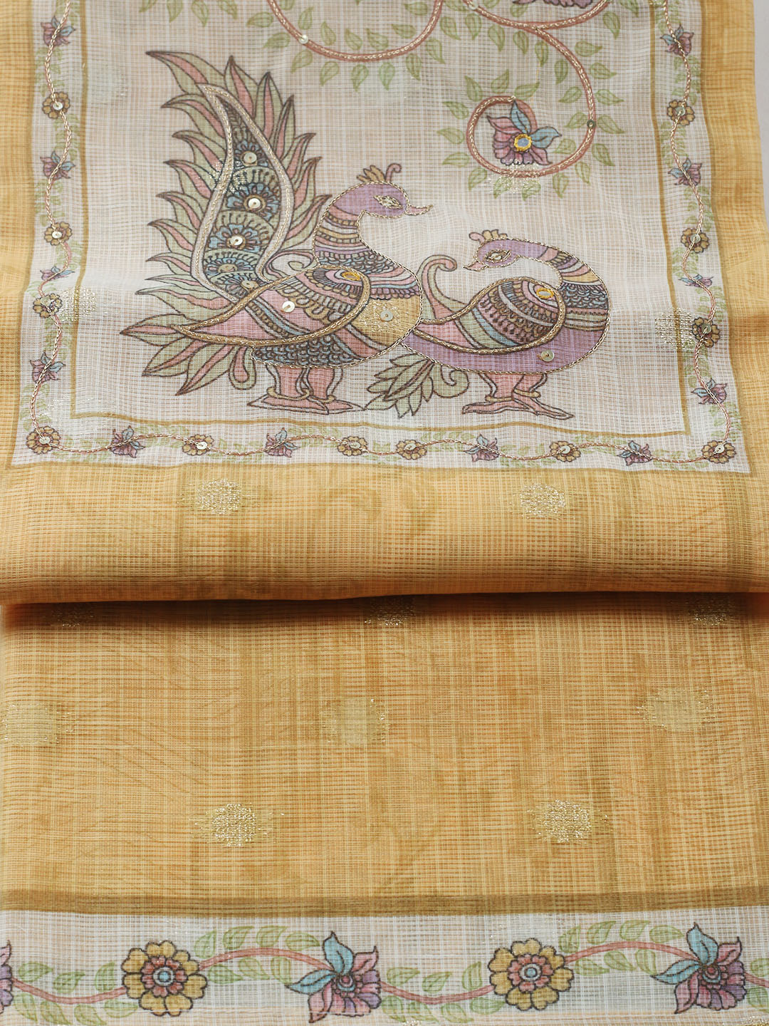Embroidered Cotton Blend Unstitched Suit With Pant &amp; Dupatta