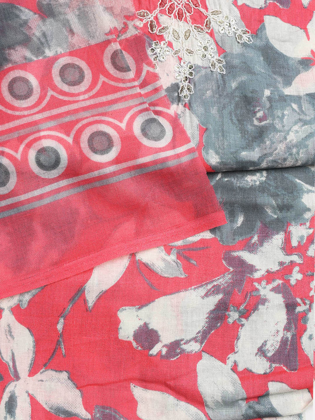 Printed Cotton Blend Unstitched Suit With Dupatta
