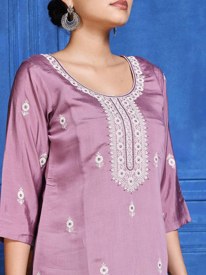 Printed Cotton Blend Kurta With Pants &amp; Dupatta