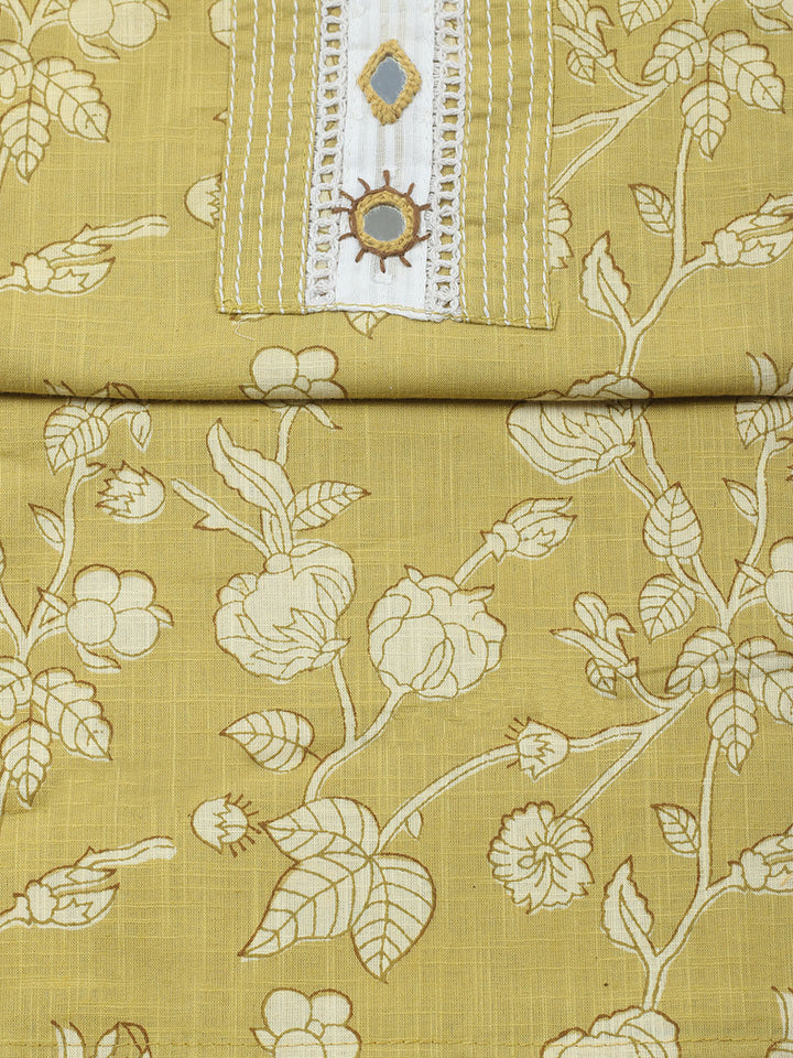 Embroidered Cotton Blend Unstitched Suit With Pant &amp; Dupatta