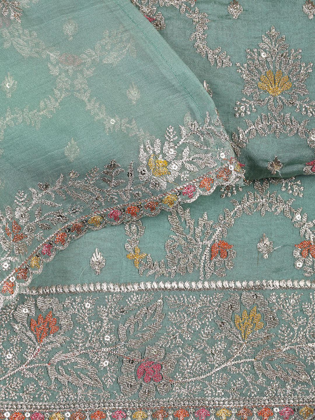Embroidered Tissue Unstitched Suit With Dupatta