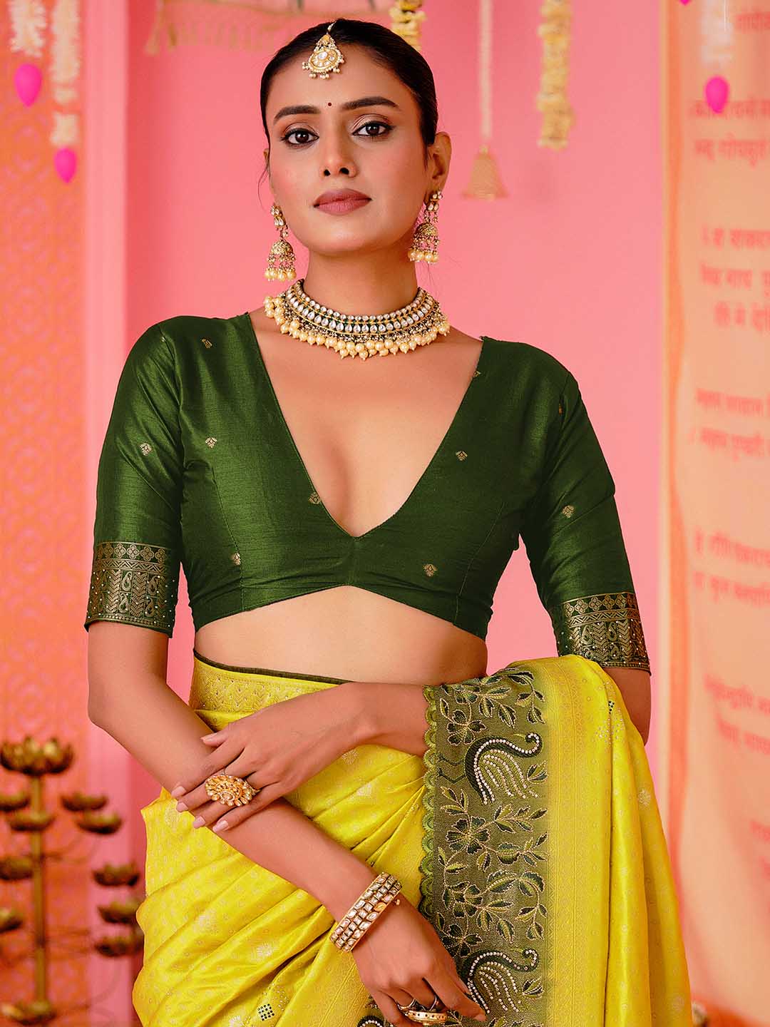 Woven Border Booti Art Silk Saree