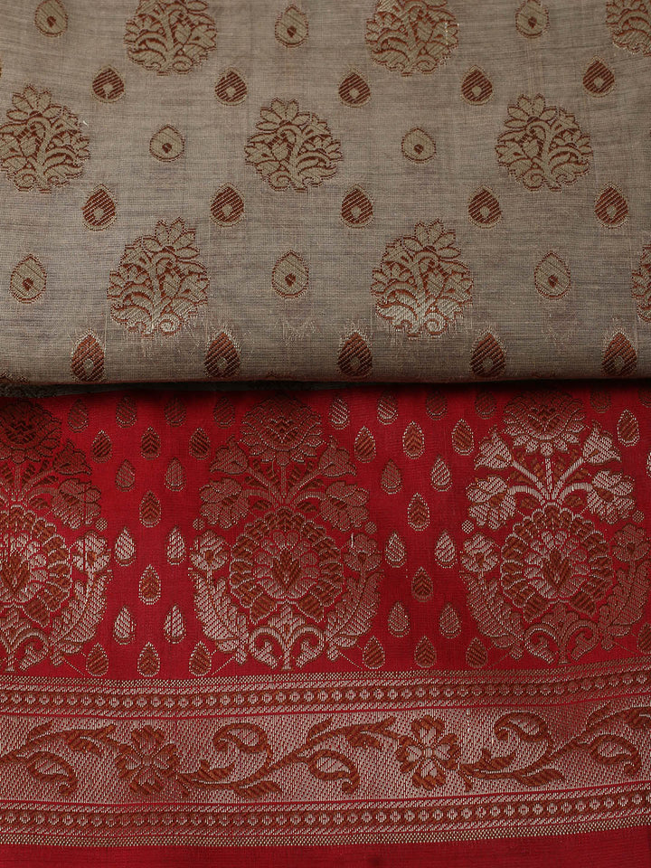 Woven Design Chanderi Unstitched Suit With Pant &amp; Dupatta