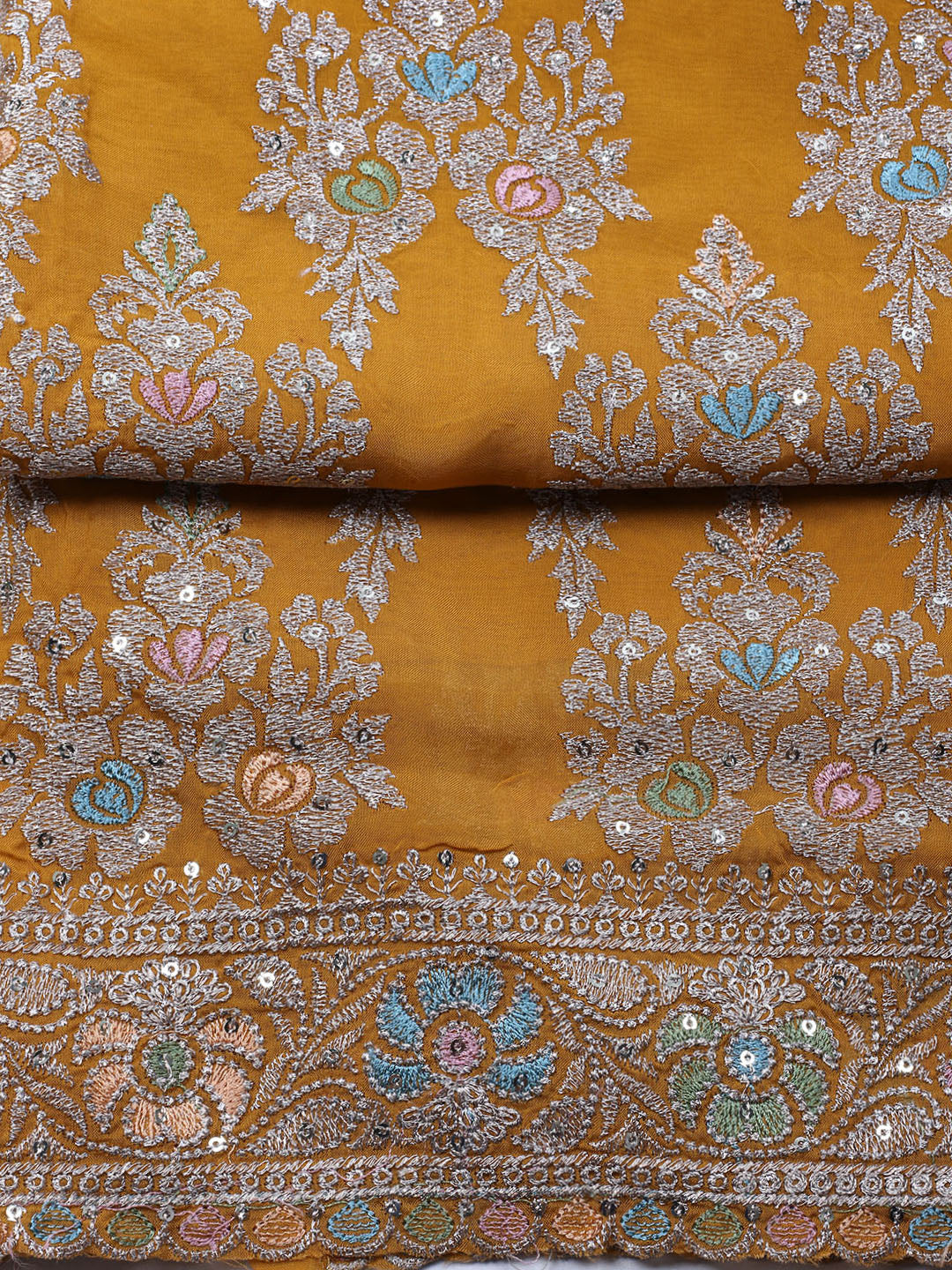 Embroirdred Oraganza Unstitched Suit With Dupatta