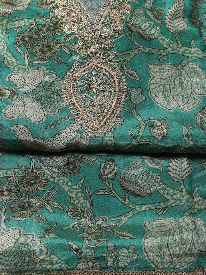 Embroidered Tissue Unstitched Kurta With Pant &amp; Dupatta