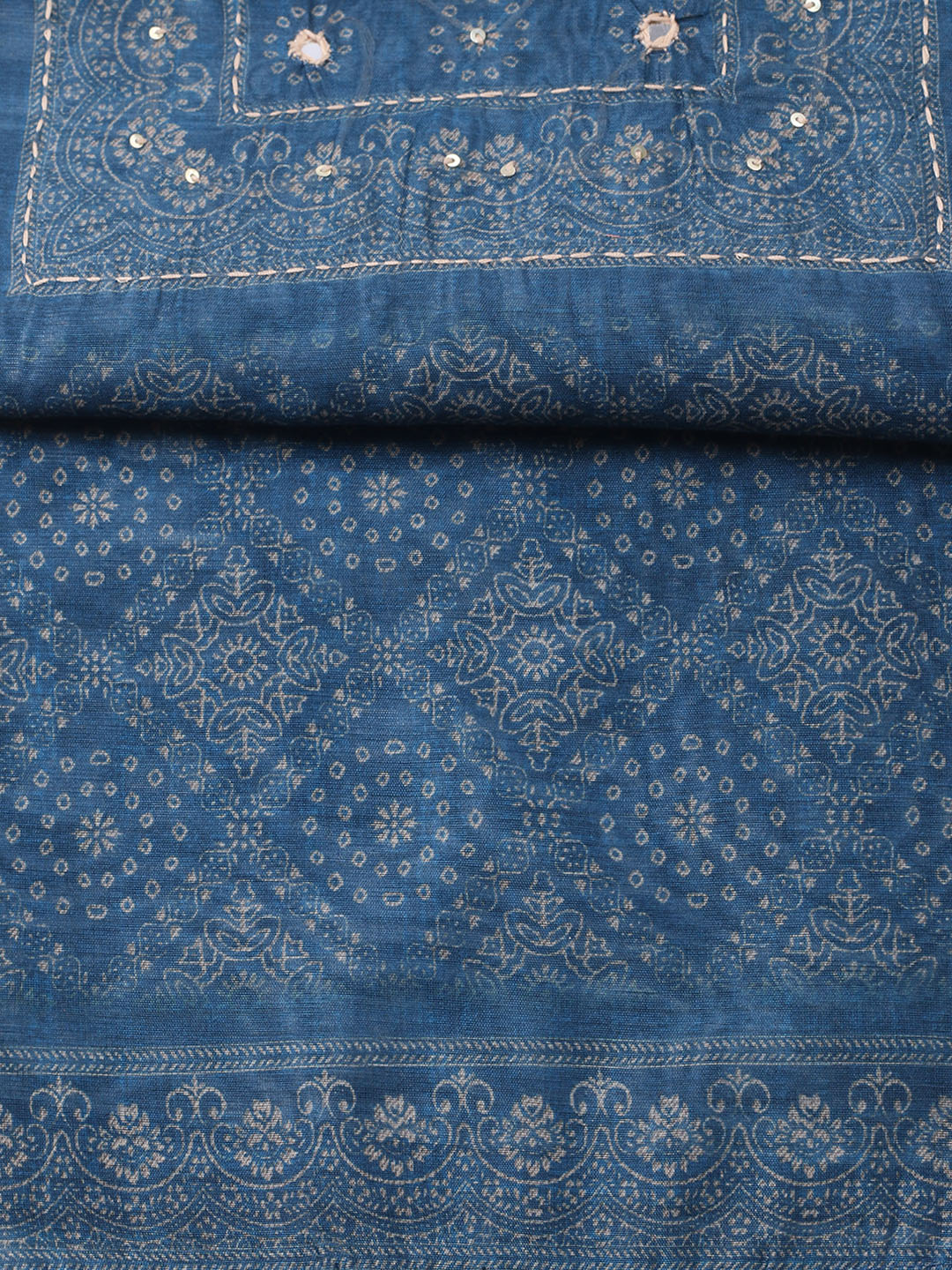Embroidered Linen Blend Unstitched Suit With Pant &amp; Dupatta