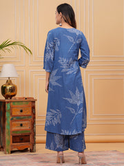 Digital Printed Cotton Blend Kurta With Pants