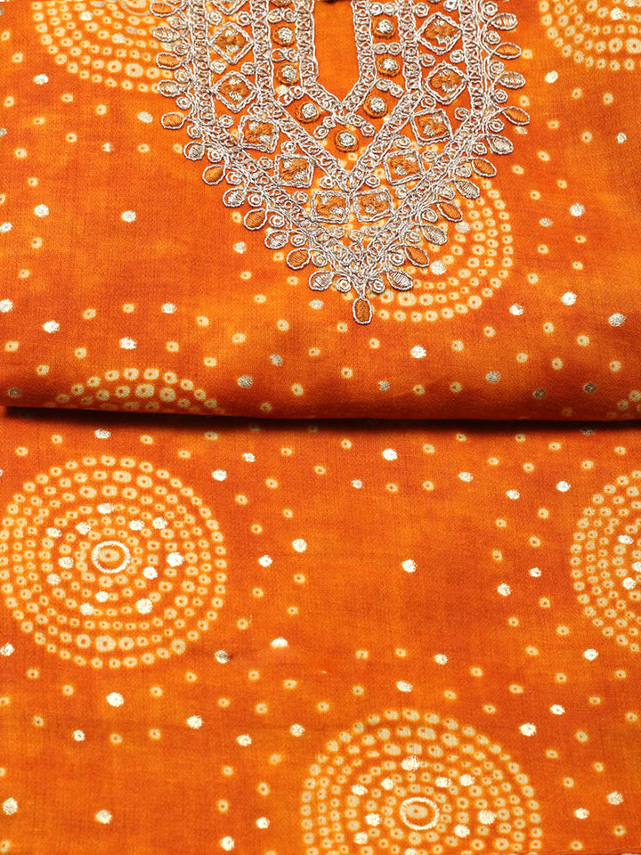 Embroidered Cotton Unstitched Suit With Pant &amp; Dupatta