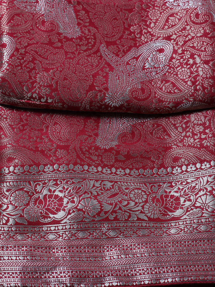 Woven Design Chanderi Unstitched Suit With Pant &amp; Dupatta