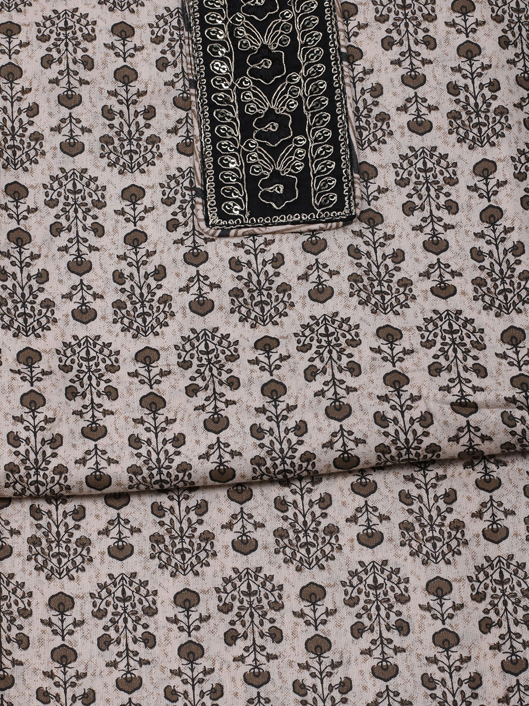 Printed Cotton Blend Unstitched Suit With Dupatta