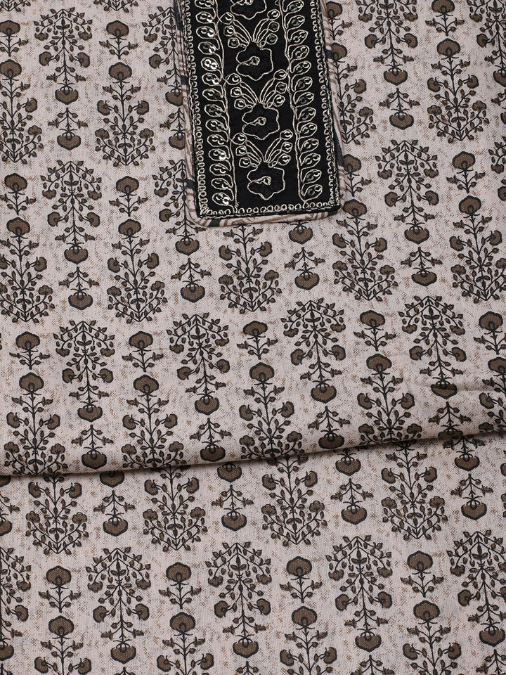 Printed Cotton Blend Unstitched Suit With Dupatta