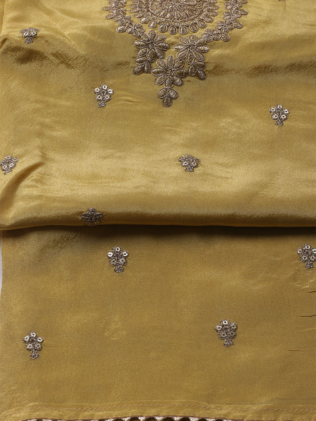 Embroidered Organza Unstitched Kurta With Pant &amp; Dupatta