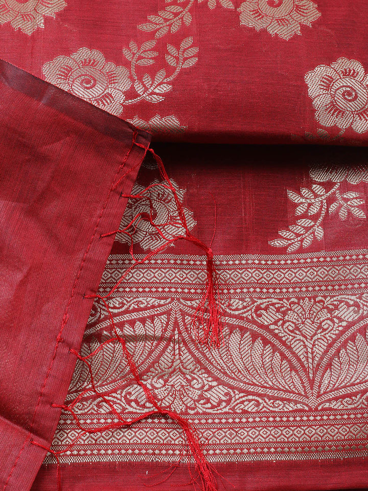 Banarasi Chanderi Unstitched Suit With Pant &amp; Dupatta